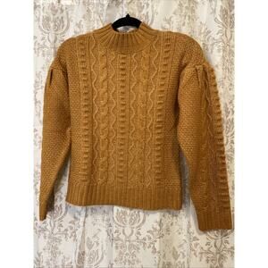 525 America Mustard Cable Knit Sweater Size XS Elevated Basics Layers